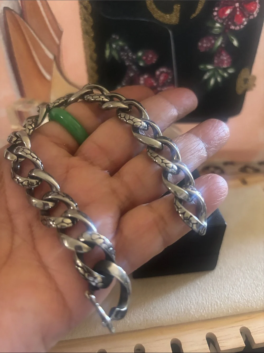 Polished Silver-Tone Chunky Chain Bracelet 8.5”